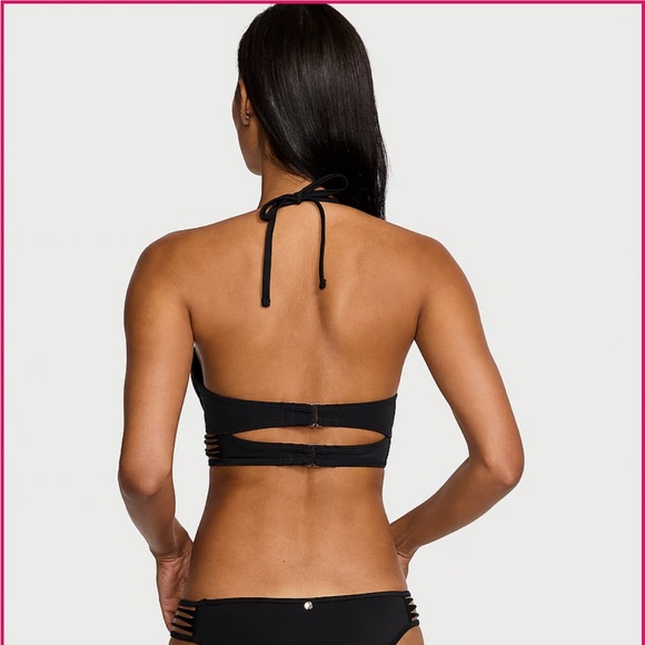 VS ARCHIVES SWIM BOMBSHELL PUSH UP LONGLINE BIKINI TOP BLACK 38D NWT - Picture 4 of 6